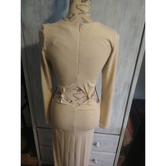 Torn By Ronnie Cobo Maxi Long Sleeve Tan Dress Sm Boho Sexy Beachy Hippie - Picture 4 of 11